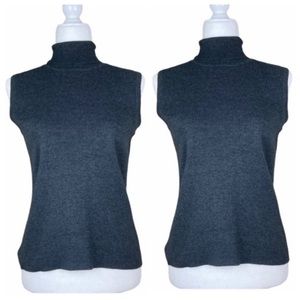 Tailor B.Moss | Ribbed Turtleneck Sleeveless Gray Sweater